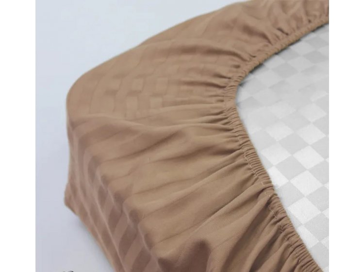 Простынь на резинке Lighthouse. Sateen stripe Brown