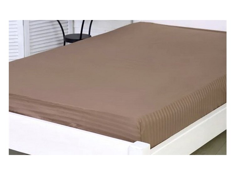 Простынь на резинке Lighthouse. Sateen stripe Brown