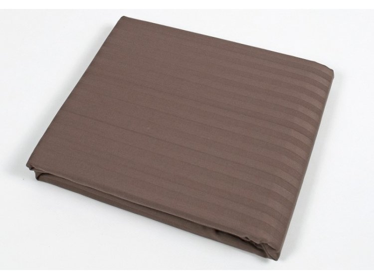 Простынь на резинке Lotus. Сатин страйп кофейная