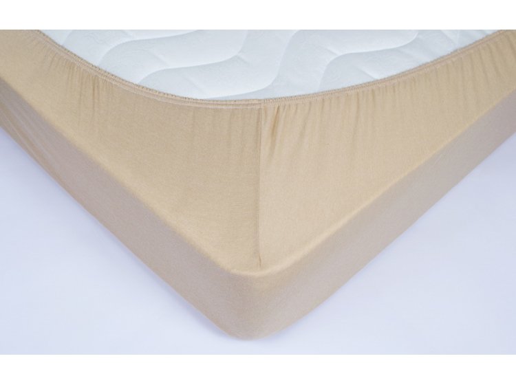 Простынь трикотажная на резинке Lotus. Бежевая