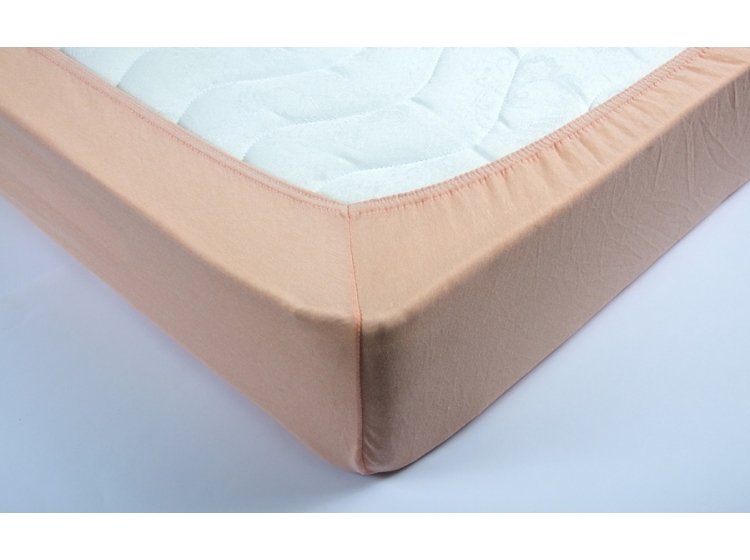 Простынь трикотажная на резинке Lotus. Персиковая