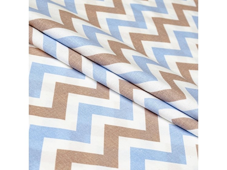 Постельное белье Home Line. Бязь Зіг заг блакитно-коричневий