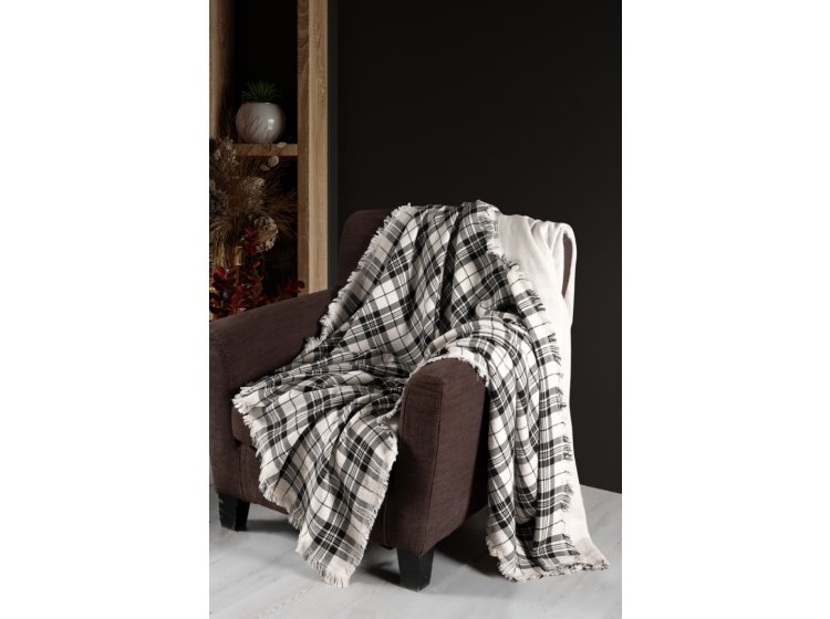 Плед хлопковый First choice. Plaid black 