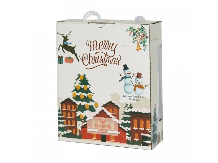 Набор кухонных полотенец Gulcan. Новорічний Santa упаковка