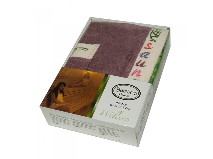 Набор для сауны женский Gursan Bamboo, сливовый, 2 предмета