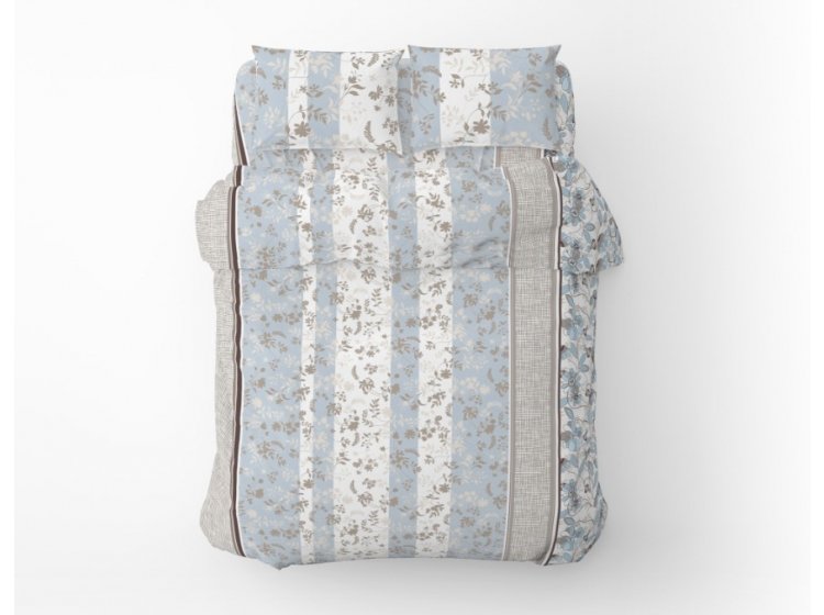 Постельное белье Home line. Фланель ЗАТИШОК бежево-голубой