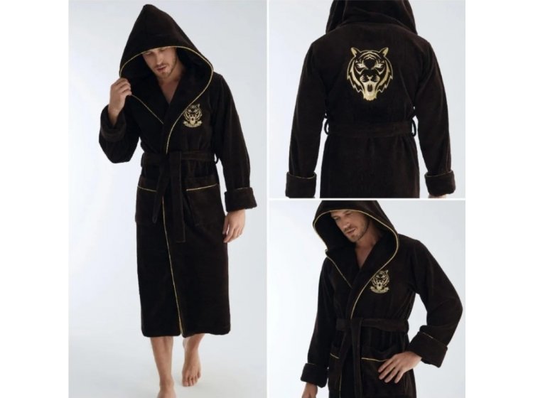 Халат махровый мужской Nusa. 1300 кофейного цвета