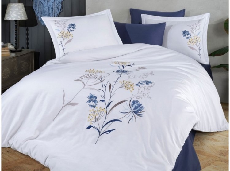 Постельное белье Dantela Vita. Nilufer beyaz с вышивкой