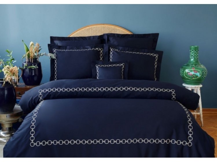 Постельное белье MieCasa. Сатин Circle lacivert-bej king size