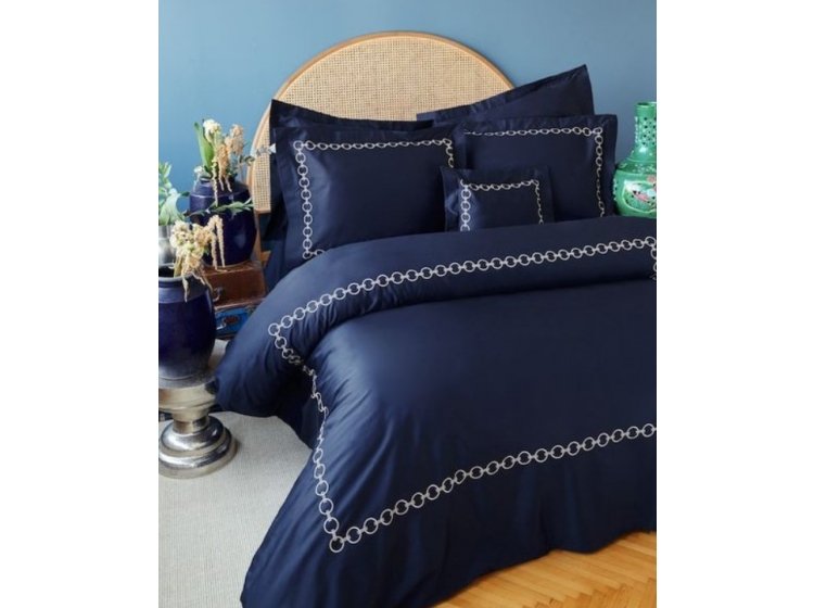 Постельное белье MieCasa. Сатин Circle lacivert-bej king size
