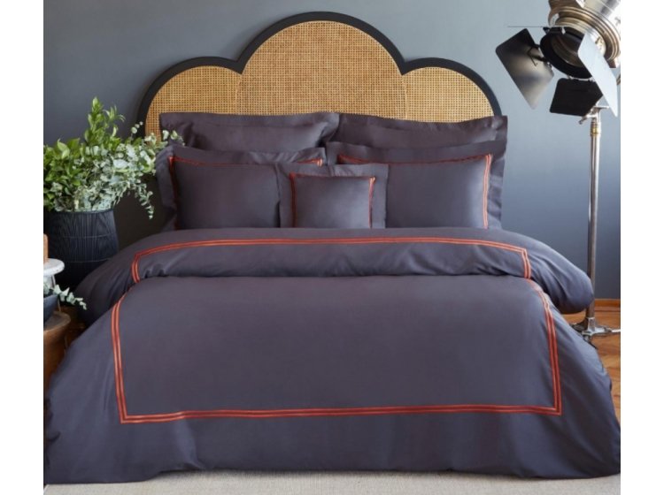 Постельное белье MieCasa. Сатин Milano antrasit-turuncu king size
