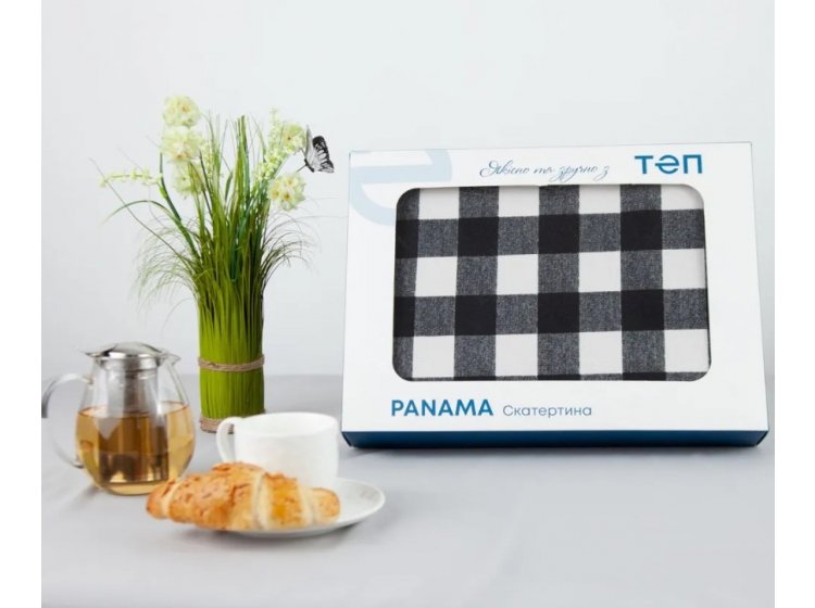 Скатерть ТЕП. Panama водоотталкивающая Black check. Упаковка