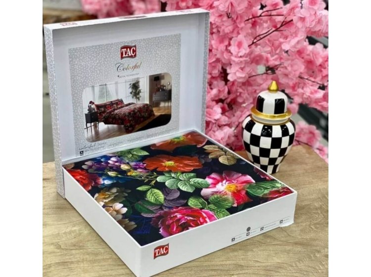 Постельное белье TAC. Digital Satin Despina V01-SIYAH