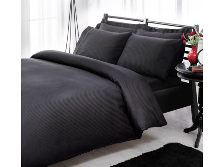 Постельное белье Tac. Сатин-Stripe Premium Basic Black King Size