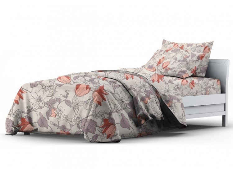 Постельное белье Home Line. ЭКО Бязь Весняний вечір оранжевого цвета