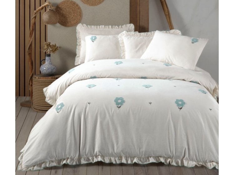 Постельное белье Saheser. Florita mint хлопок с вышивкой