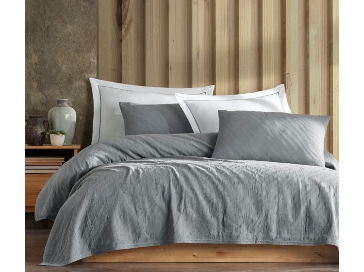 Постельное белье Saheser. Eco cotton  Zebra gri с покрывалом