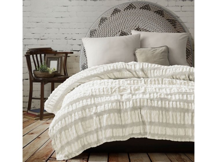 Жаккардовый плед-пике Saheser. Сotton Apollo krem