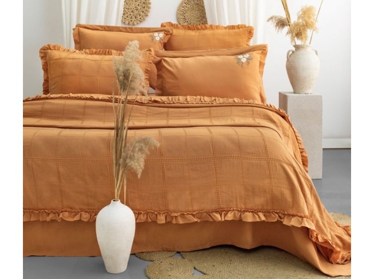 Постельное белье Saheser. Fiorella orange хлопок с вышивкой