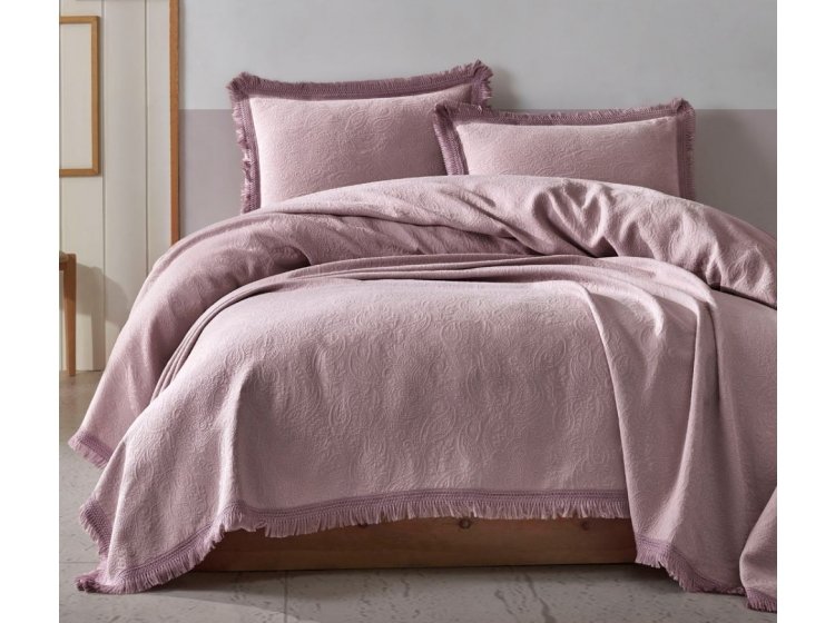 Жаккардовое покрывало с наволочками Saheser. Grace lila
