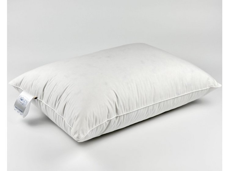 Подушка пуховая облегченная Iglen с белым пухом и кантом, 100% пух