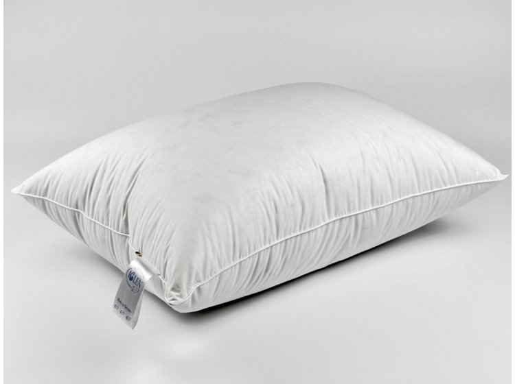 Подушка пуховая Iglen с белым пухом и кантом, 100% пух