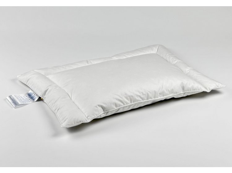 Подушка пуховая для новорожденных Iglen. С серым пухом и кантом