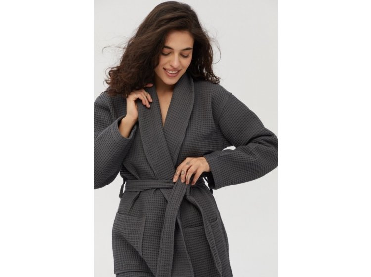 Халат вафельный Унисекс Lotus Home. Waffle antrasit