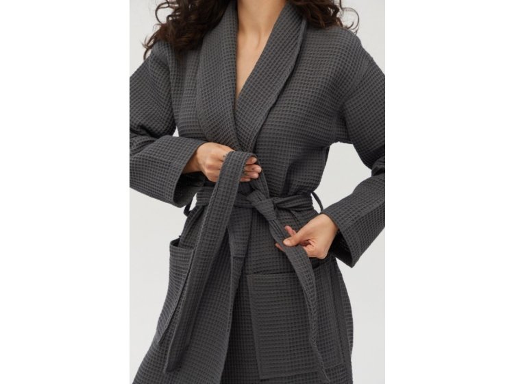 Халат вафельный Унисекс Lotus Home. Waffle antrasit