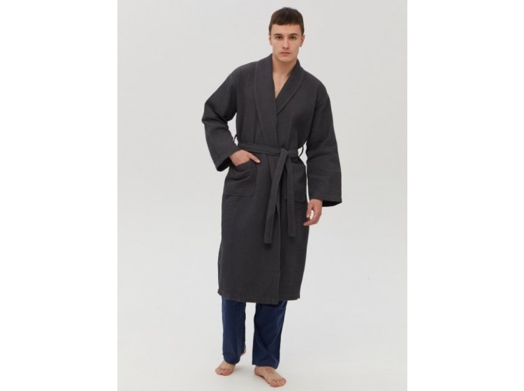 Халат вафельный Унисекс Lotus Home. Waffle antrasit