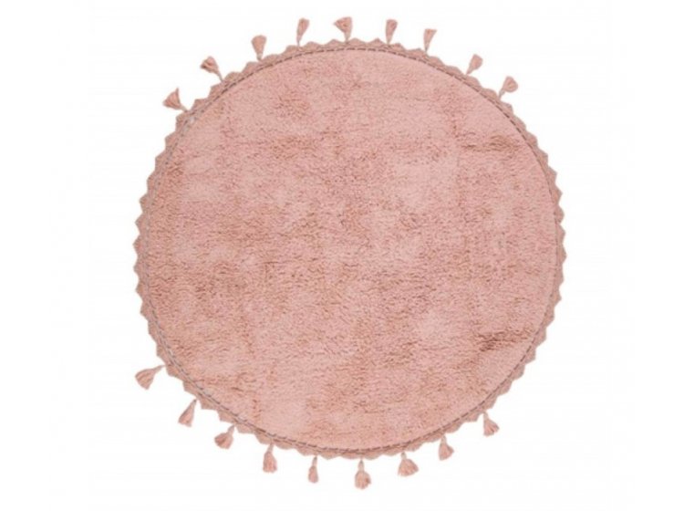 Коврик Irya. Lowell coral кораллового цвета с кисточками