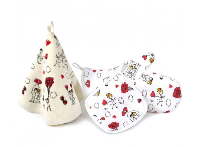 Кухонный набор Lotus. Daily Love is рукавица + прихватка + полотенце