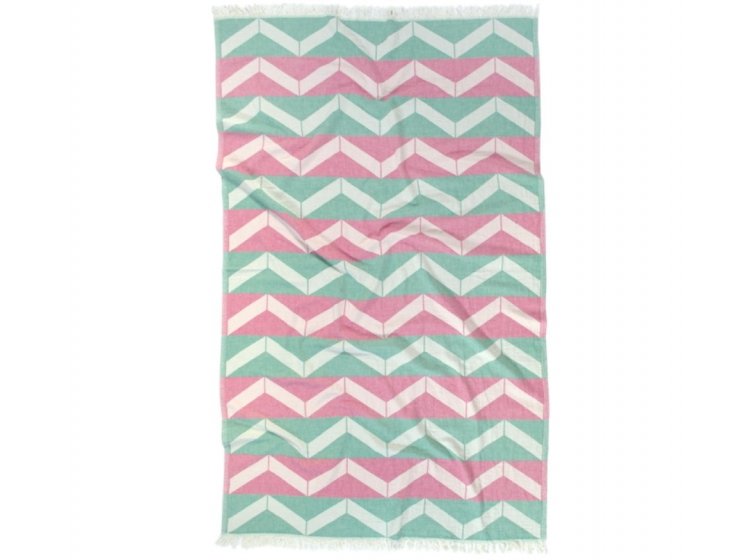 Пляжное полотенце Barine. Pestemal Ups and Downs pink green