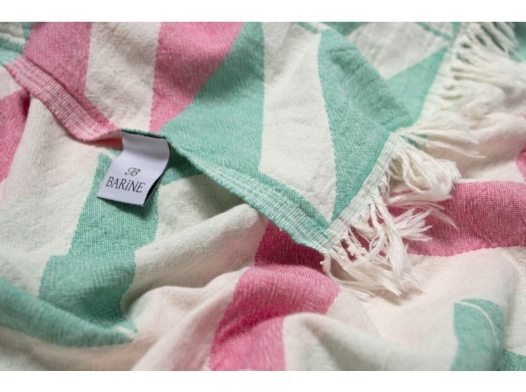 Пляжное полотенце Barine. Pestemal Ups and Downs pink green
