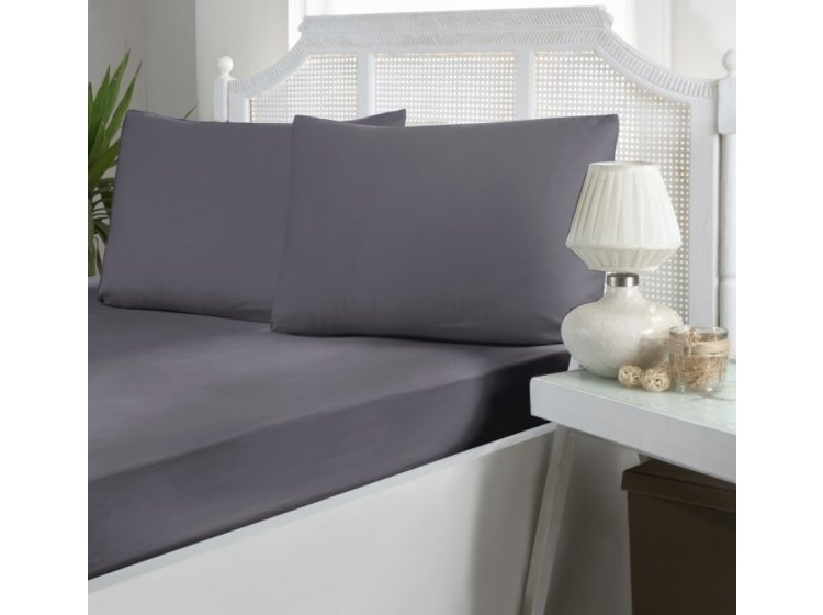 Простыня на резинке с наволочками First Choice. Сатин Quick silver