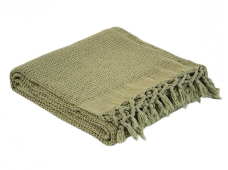 Плед Lotus Home. Rius Olive оливкового цвета