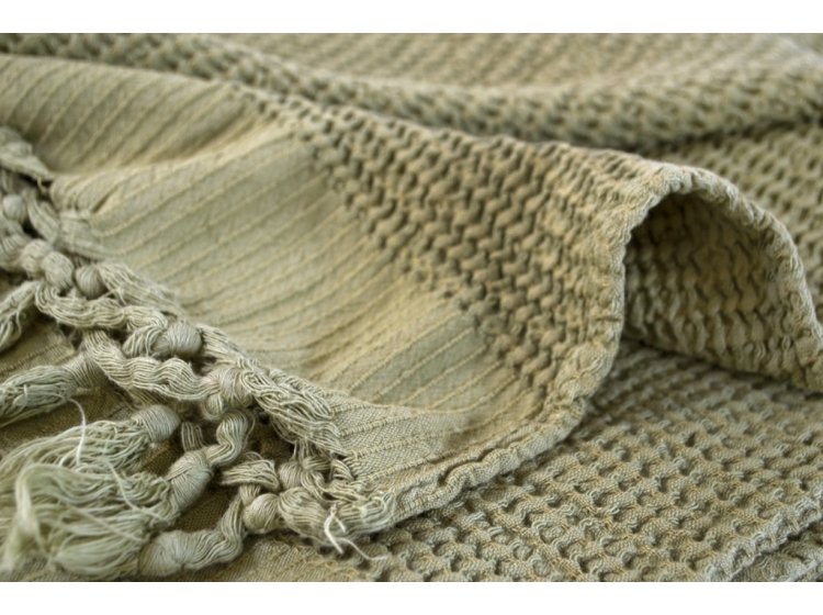 Плед Lotus Home. Rius Olive оливкового цвета