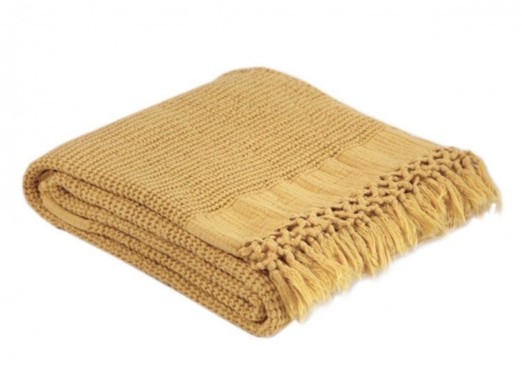 Плед Lotus Home. Rius Mustard горчичного цвета