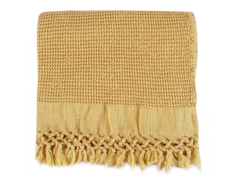 Плед Lotus Home. Rius Mustard горчичного цвета