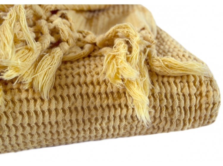 Плед Lotus Home. Rius Mustard горчичного цвета