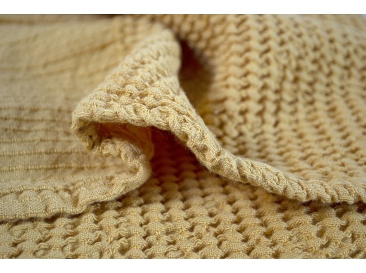 Плед Lotus Home. Rius Mustard горчичного цвета