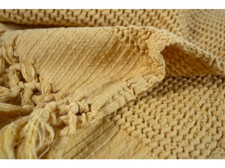 Плед Lotus Home. Rius Mustard горчичного цвета