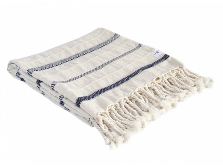 Плед хлопковый Lotus Home. Benalla Natural Navy