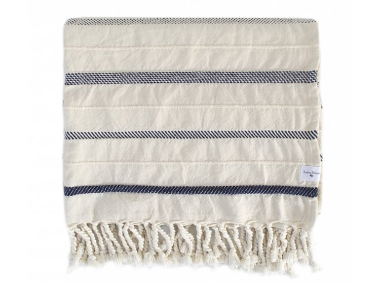 Плед хлопковый Lotus Home. Benalla Natural Navy