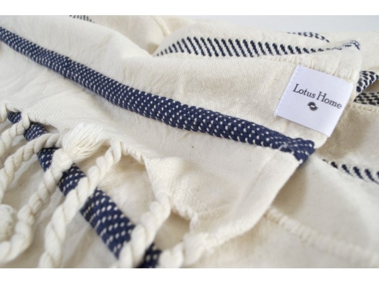 Плед хлопковый Lotus Home. Benalla Natural Navy