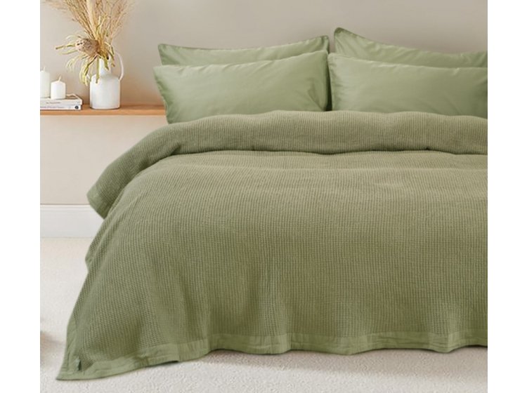 Покрывало Lotus Home. Rius Olive оливкового цвета