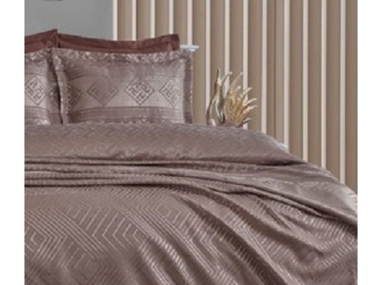 Жаккардовое покрывало с наволочками Dantela Vita. Justo Kahve