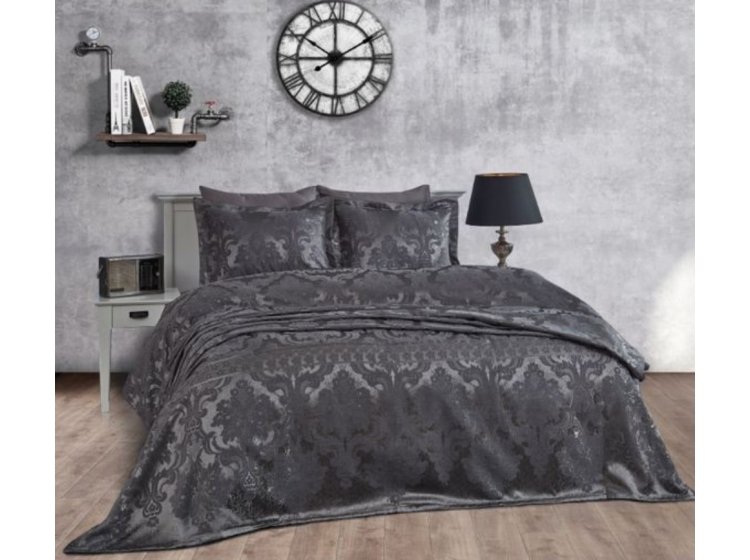 Жаккардовое покрывало с наволочками Dantela Vita. Armada antrasit