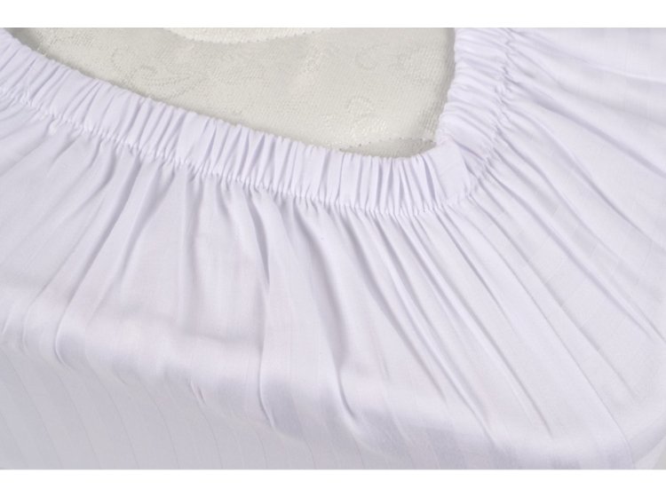 Простынь на резинке Iris Home. Отель Сатин страйп белого цвета
