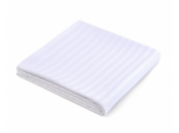 Простынь на резинке Iris Home. Отель Сатин страйп белого цвета